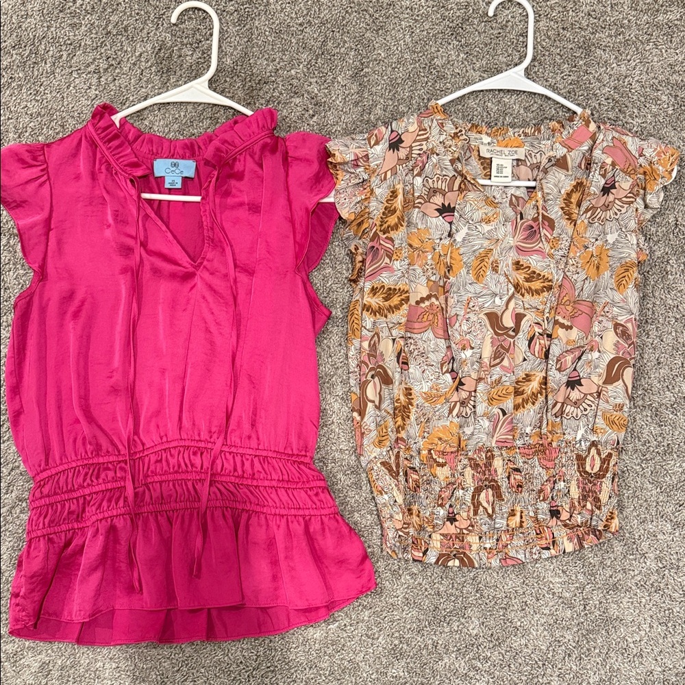 Pink Ruffled office blouses